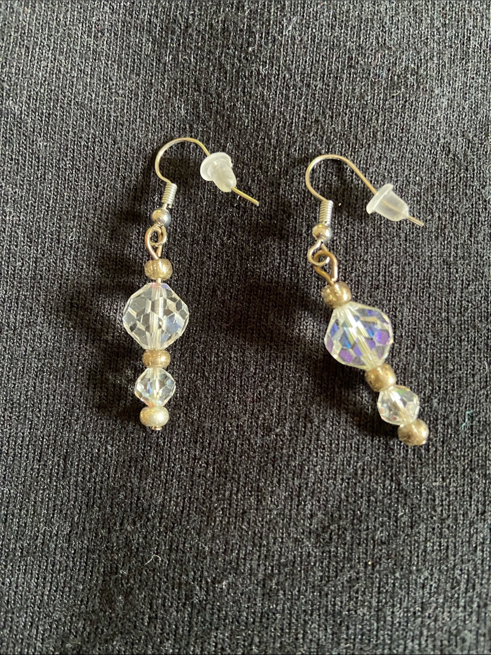 Crystal Bead Dangle Earrings - Aurora Borealis